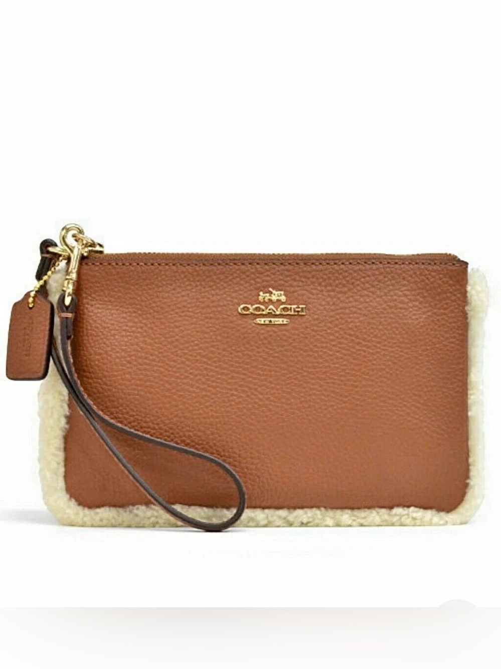 Coach Shearling Corner Zip Wristlet